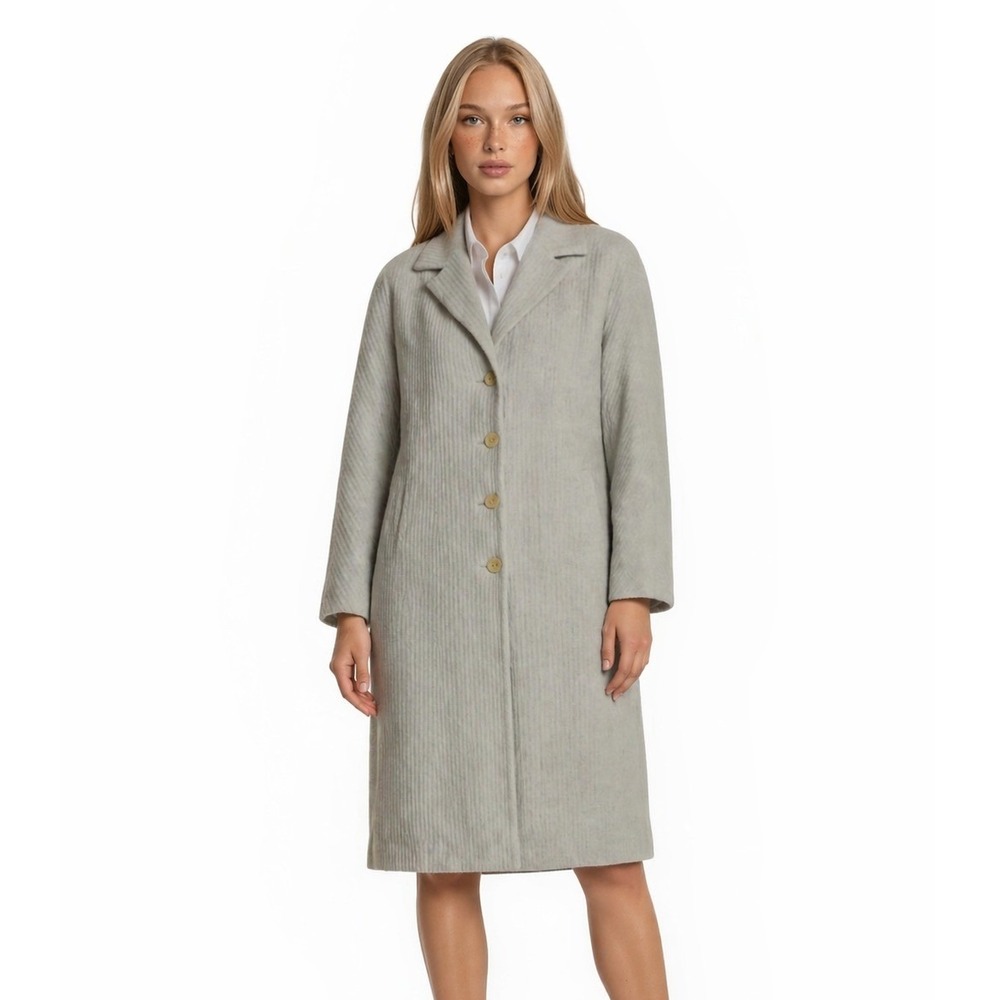 Mondi Longline Blazer Coat Women's Size 42 Beige Wool Alpaca Vintage Classic
